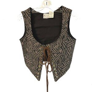 Renaissance Taupe & Black Bodice Reversible Boned New Approx Sz 8